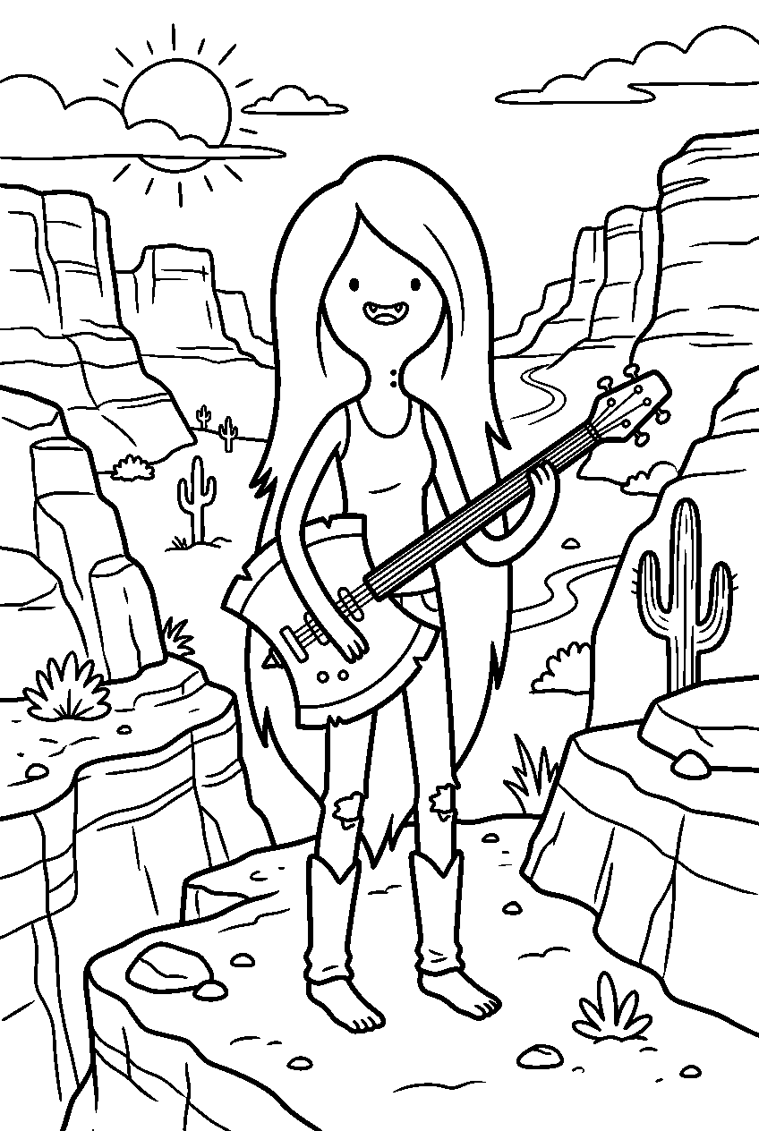 adventure time marceline in desert canyon line art