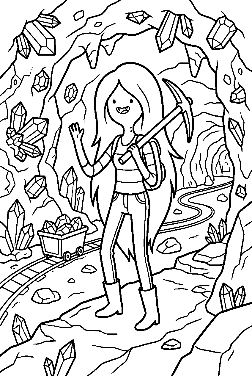 adventure time marceline in gemstone mine line art