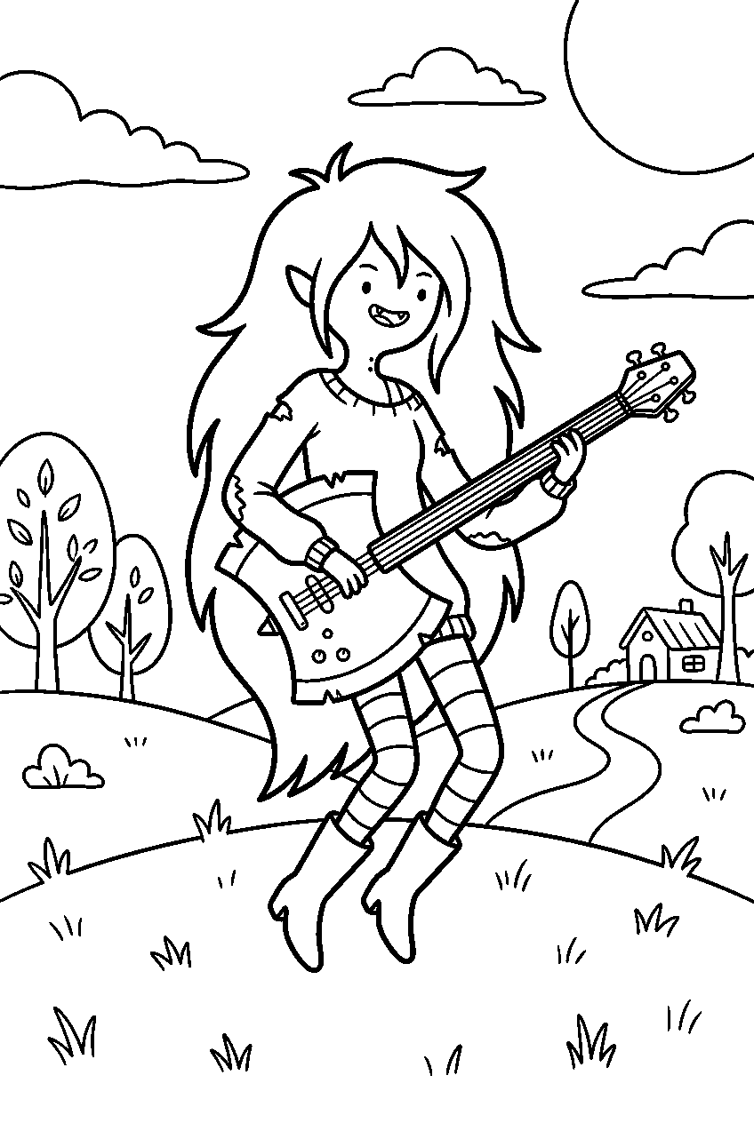 adventure time marceline in sunny countryside line art
