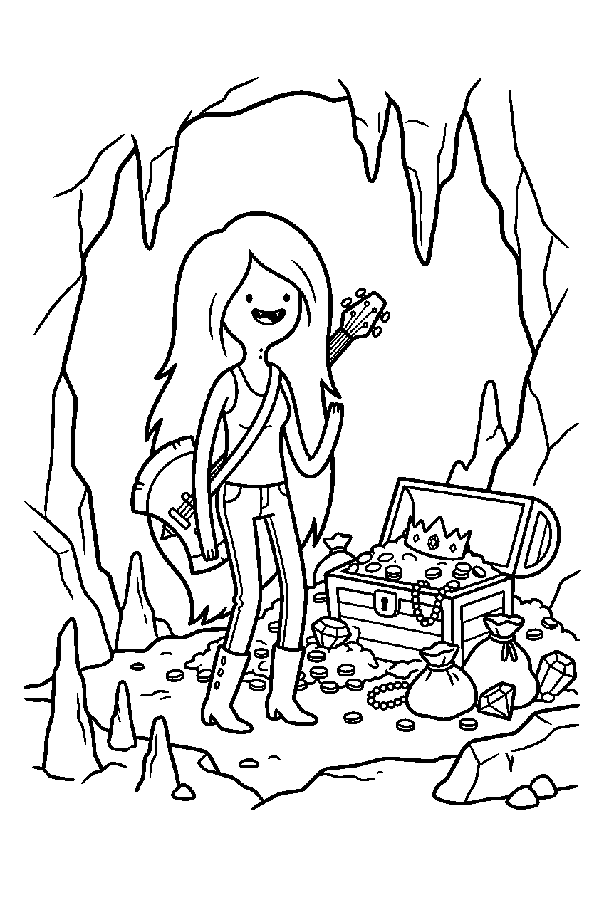 adventure time marceline in treasure cave line art