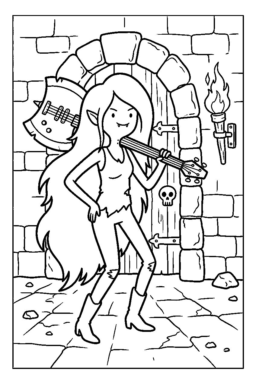 adventure time marceline in underground dungeon line art