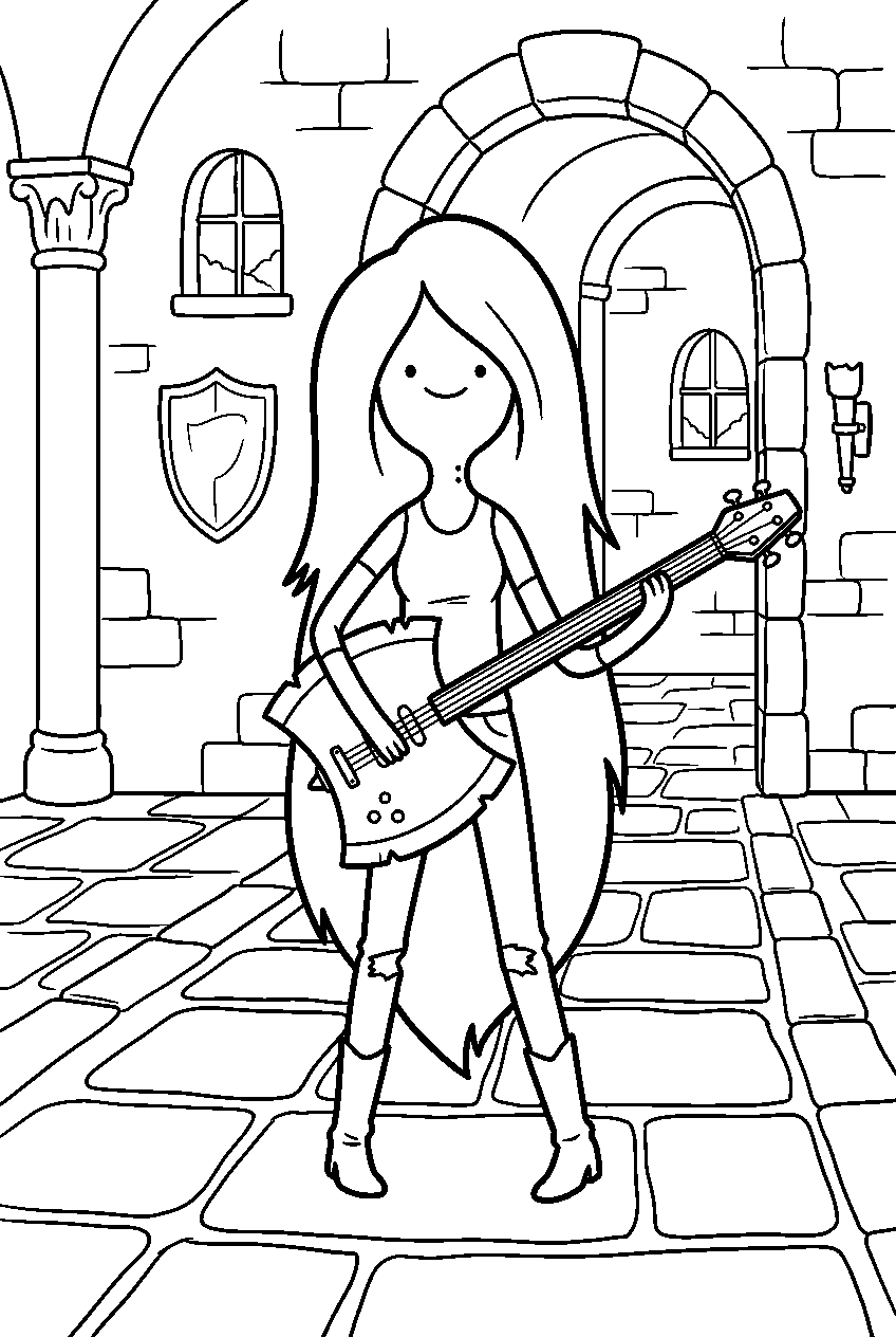 adventure time marceline inside castle hall line art