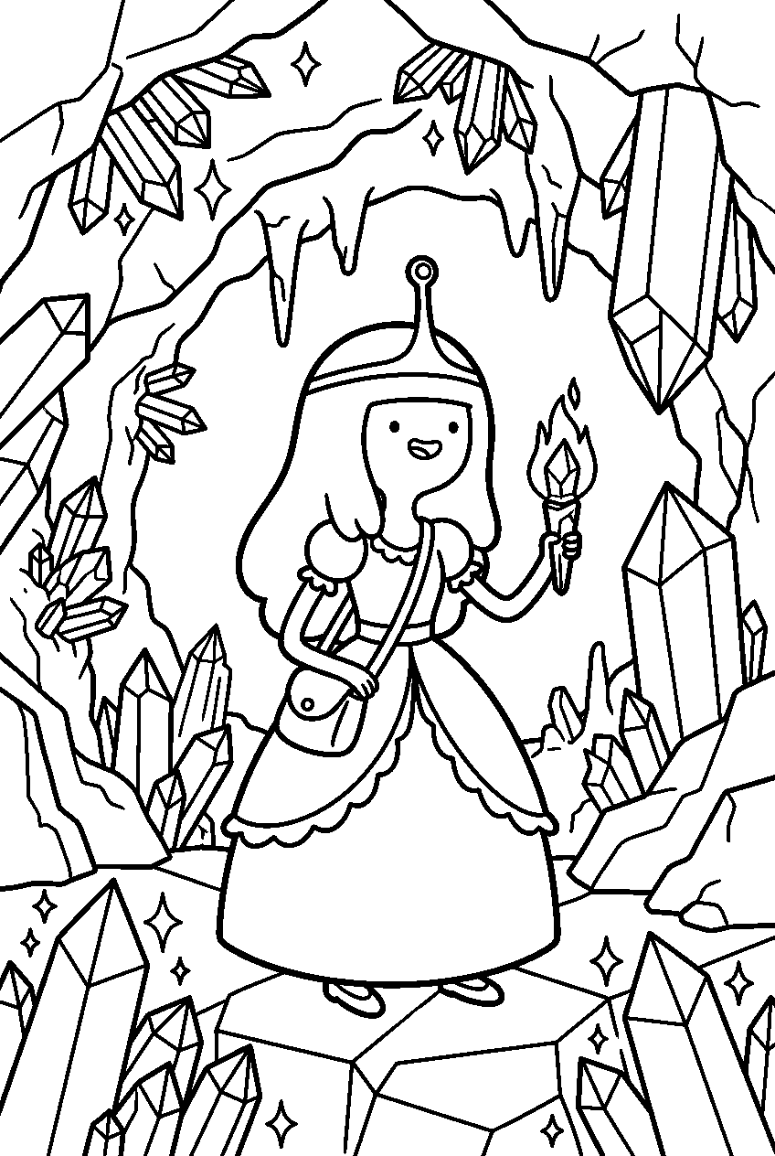adventure time princess bubblegum in crystal cave line art