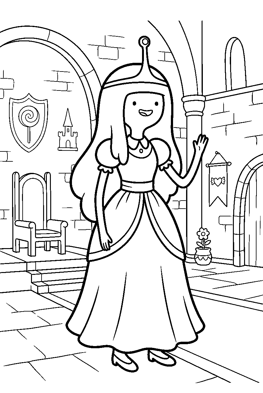 adventure time princess bubblegum in royal castle line art