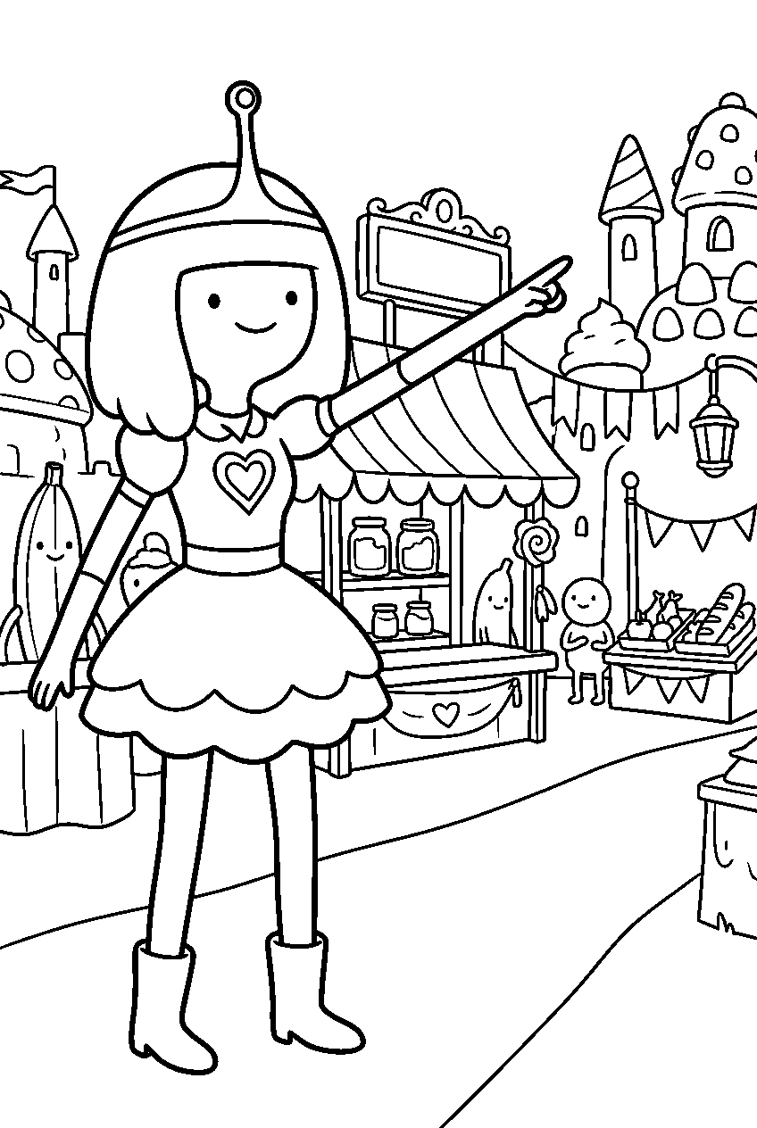 adventure time princess bubblegum pointing in fantasy marketplace line art