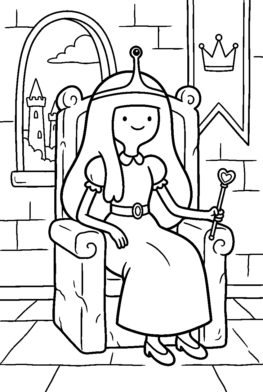 adventure time princess bubblegum sitting in royal castle line art