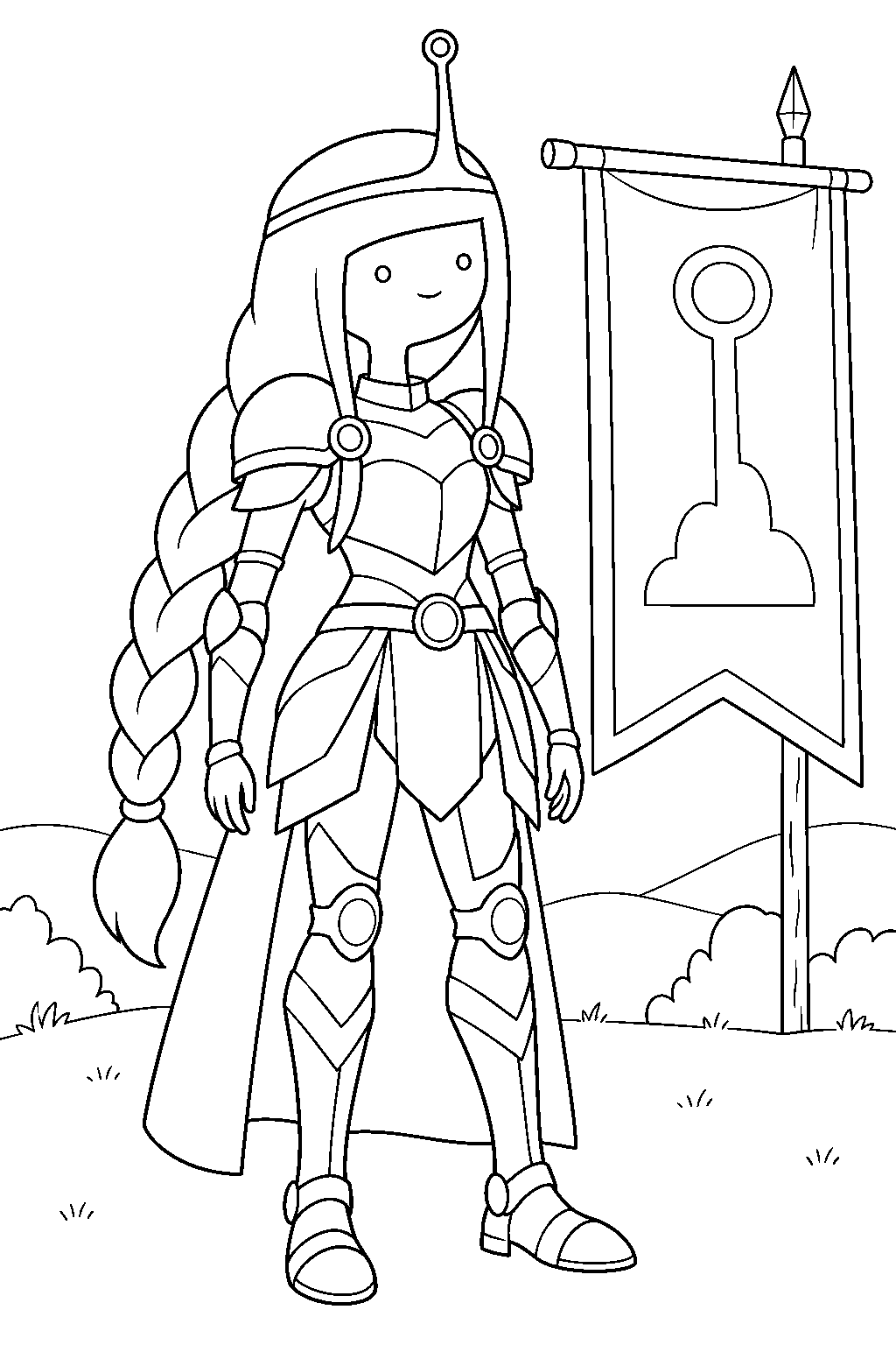 adventure time princess bubblegum wearing her royal battle armor before the great gum war line art