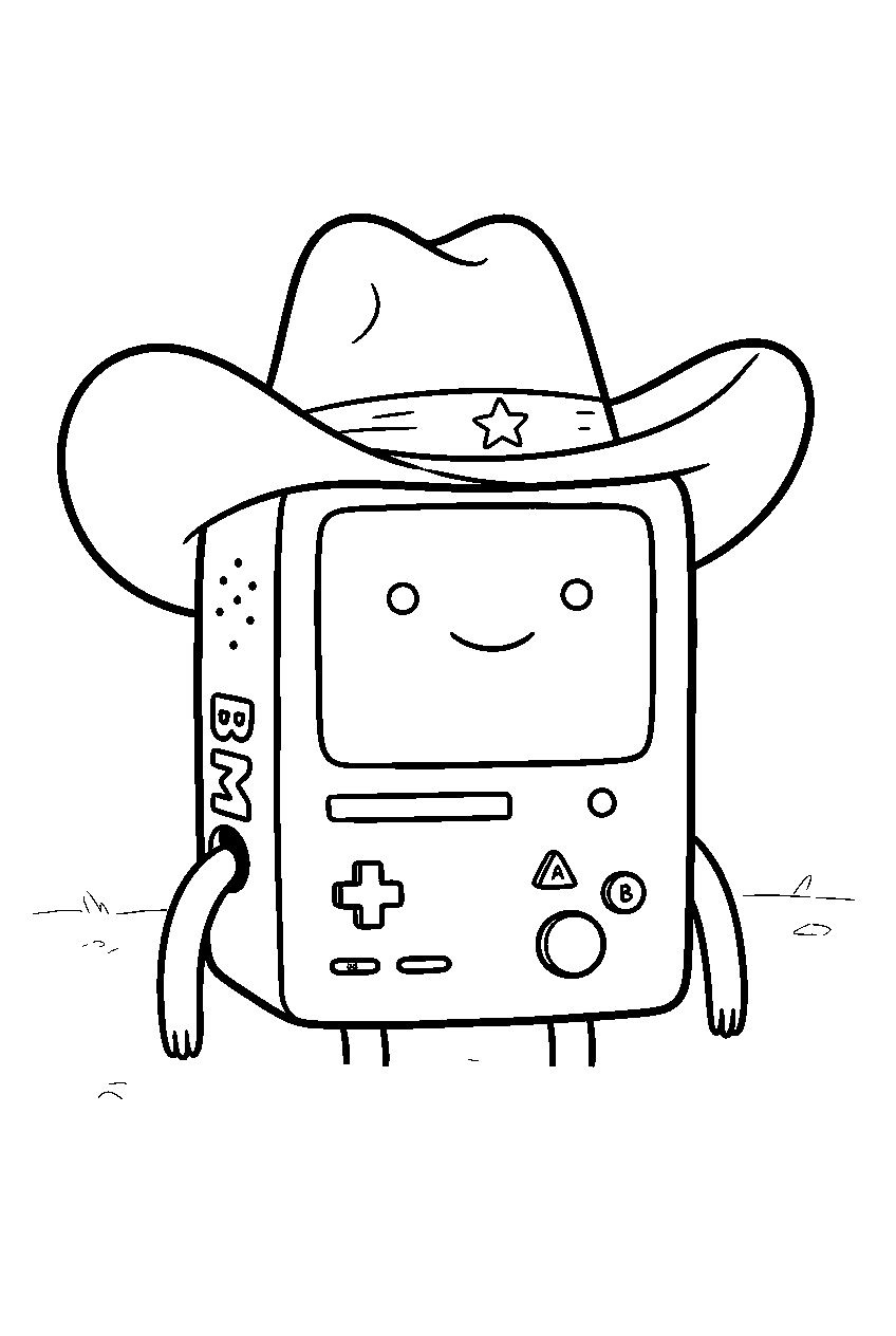 adventure time bmo cowboy hat line art