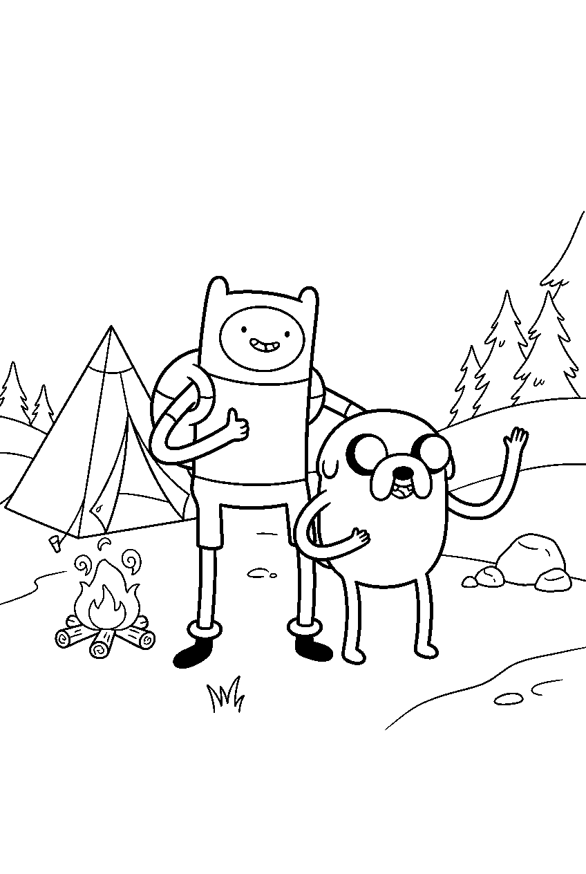 adventure time characters in adventure camp line art