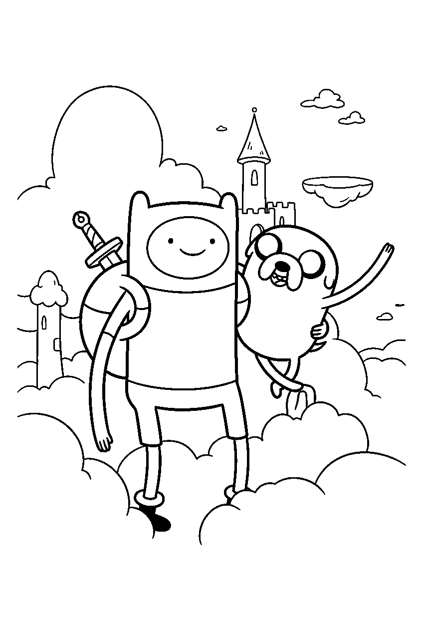 adventure time characters in cloud kingdom line art