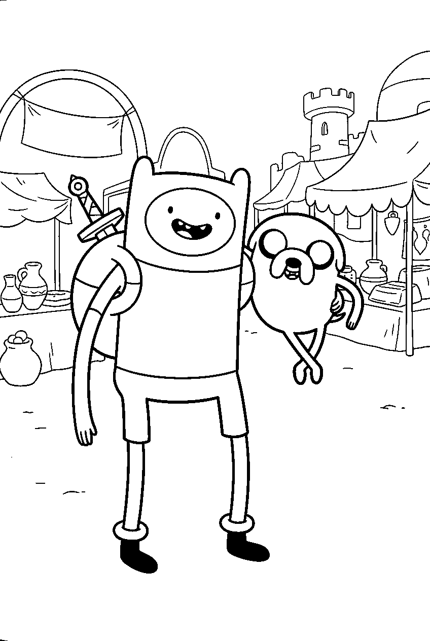 adventure time characters in fantasy marketplace line art