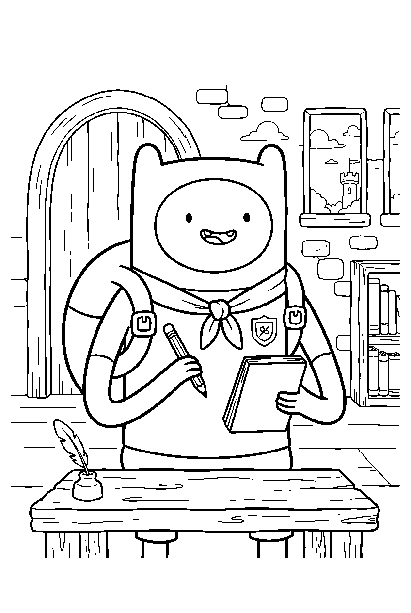 adventure time characters in fantasy school line art