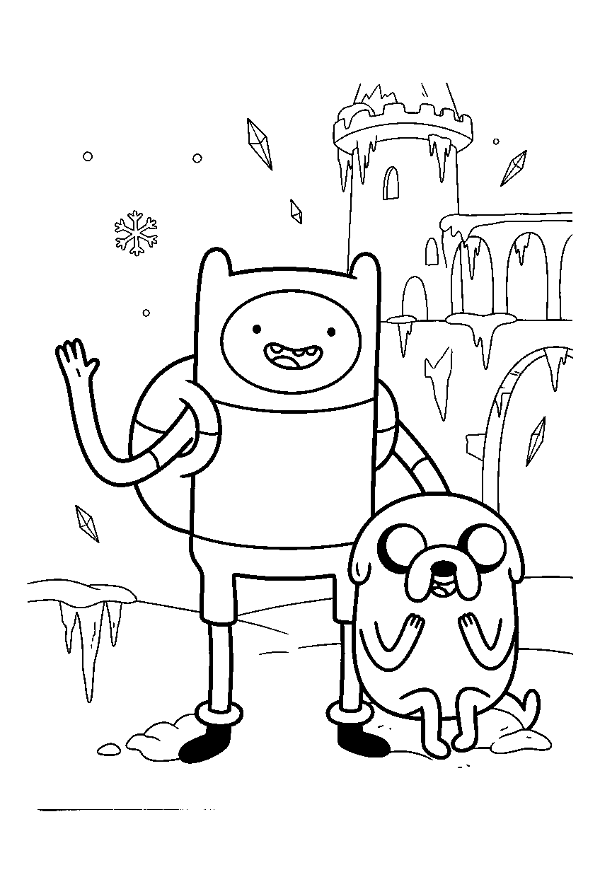 adventure time characters in ice kingdom line art