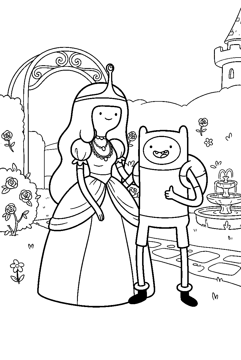 adventure time characters in royal garden line art