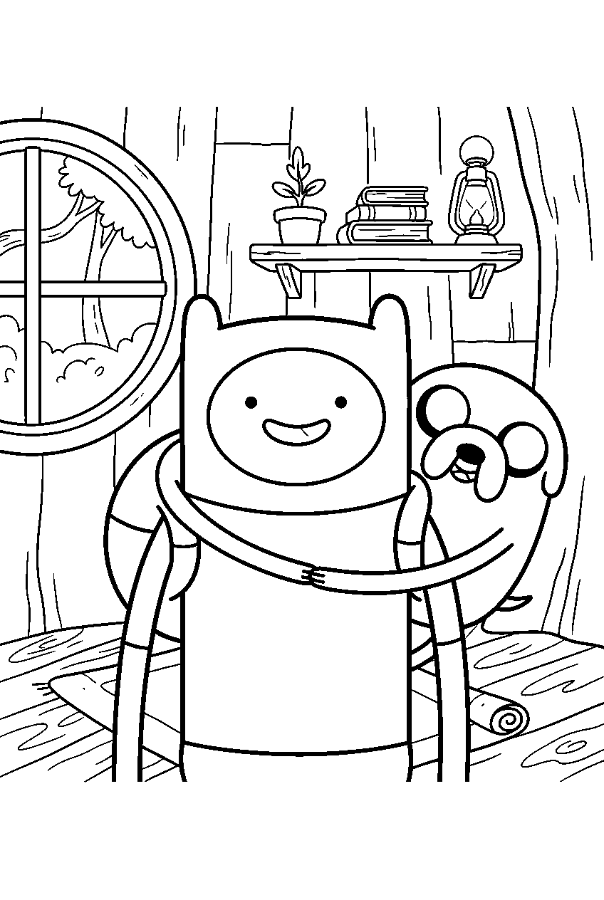 adventure time characters in secret hideout line art