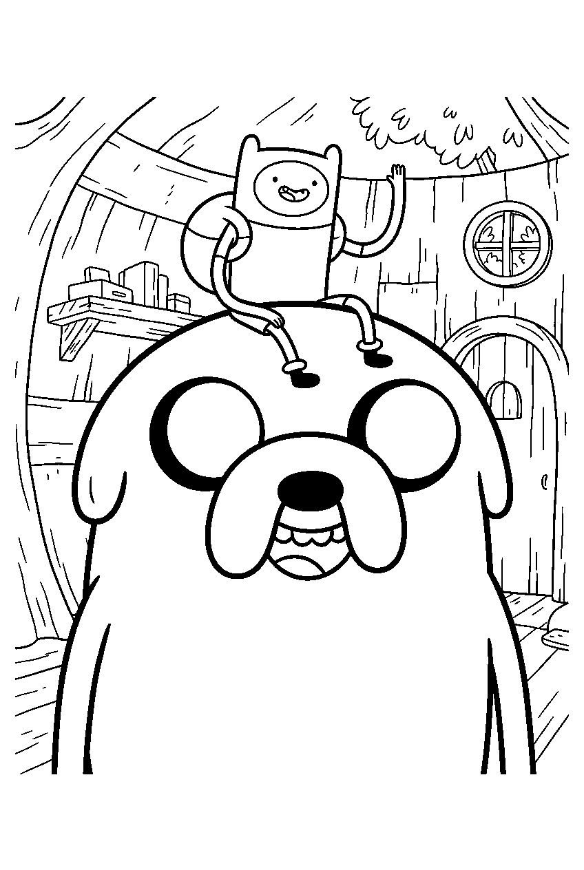 adventure time characters in tree house line art