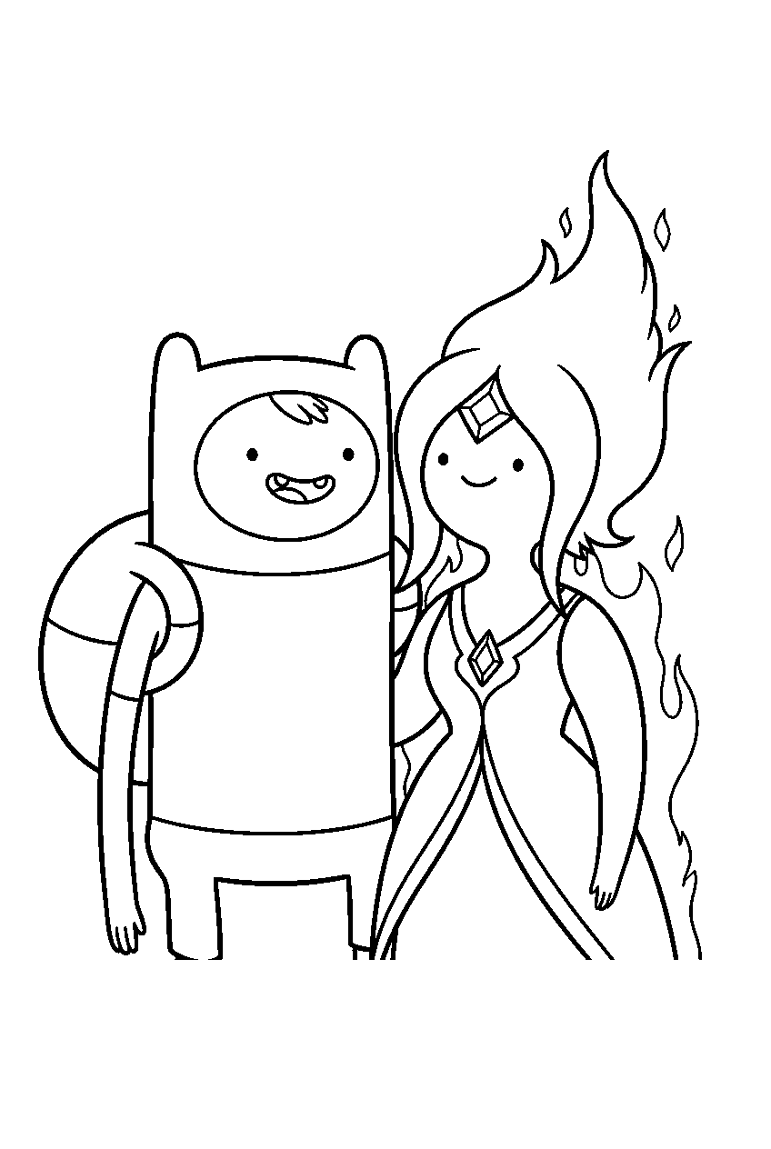 adventure time finn and flame princess line art