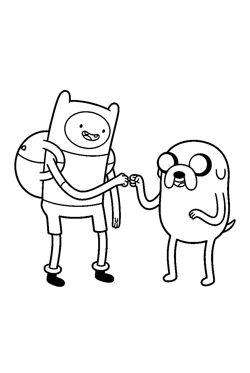 adventure time finn and jake fist bump line art