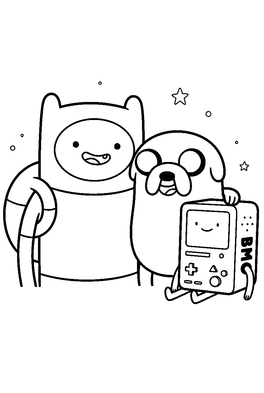 adventure time finn and jake with bmo line art