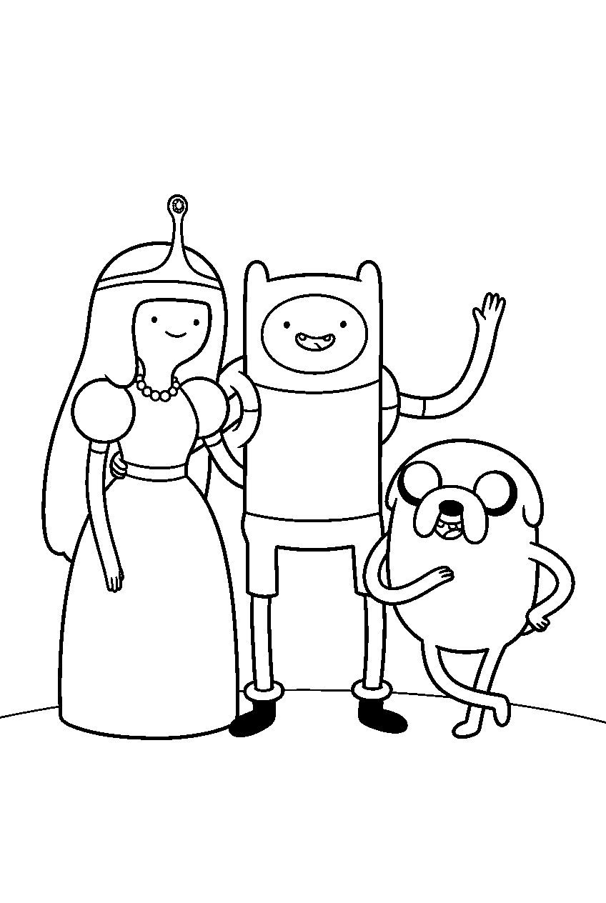 adventure time finn jake and princess bubblegum line art
