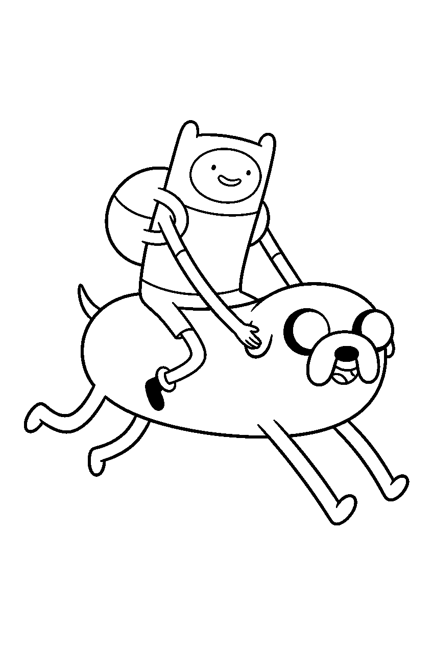 adventure time finn riding jake line art