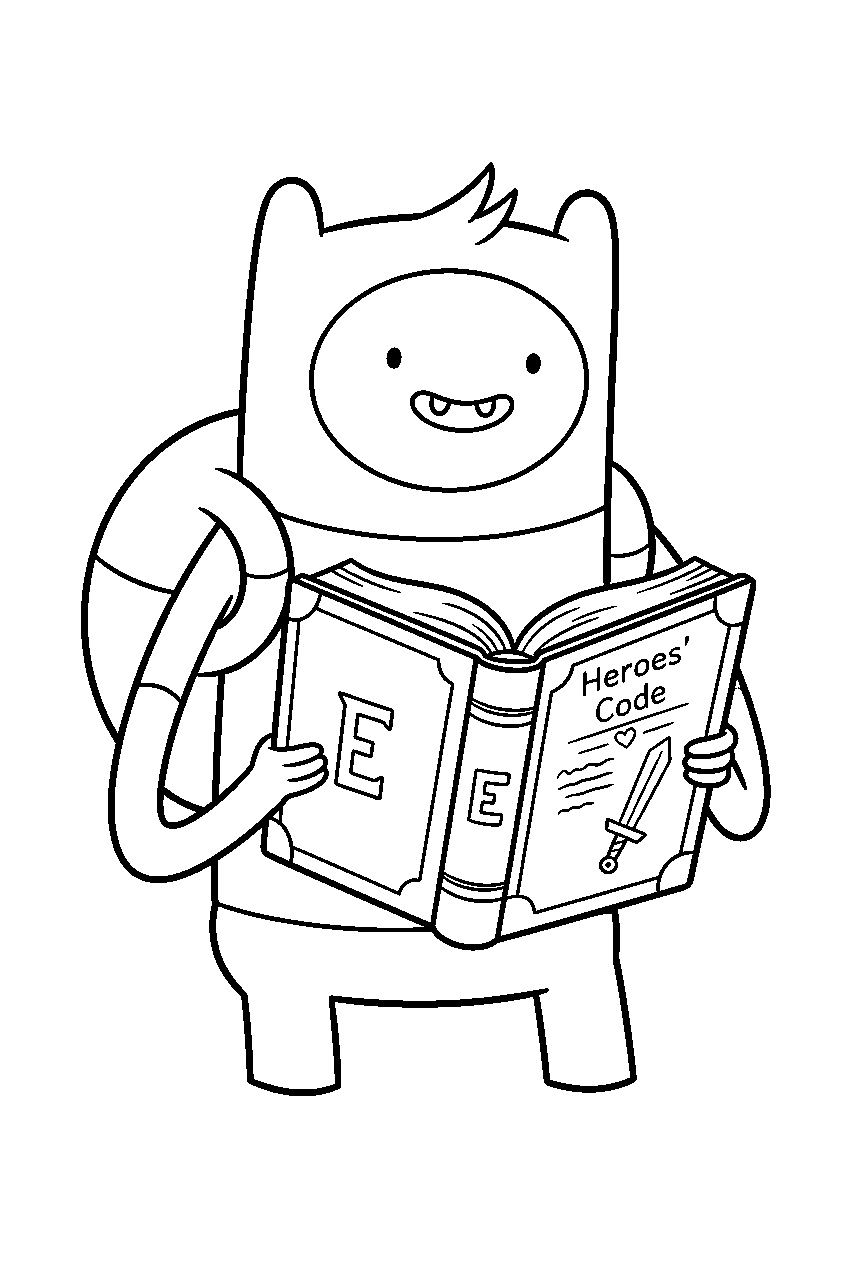 adventure time finn with enchiridion line art