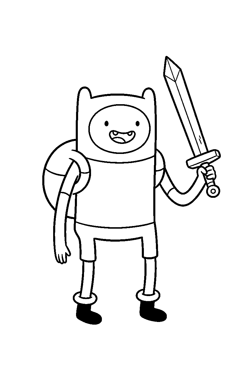 adventure time finn with sword line art