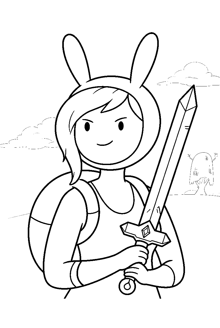adventure time fionna with sword line art