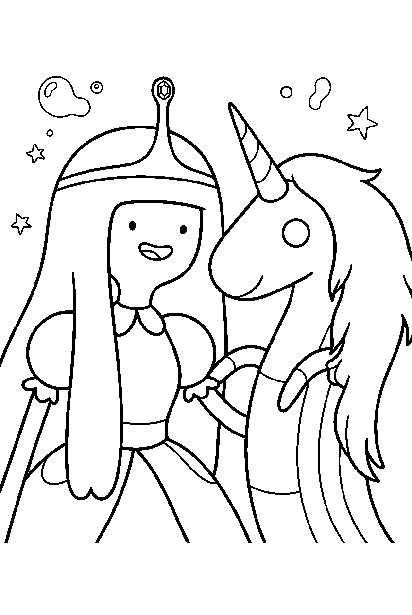 adventure time princess bubblegum and lady rainicorn line art