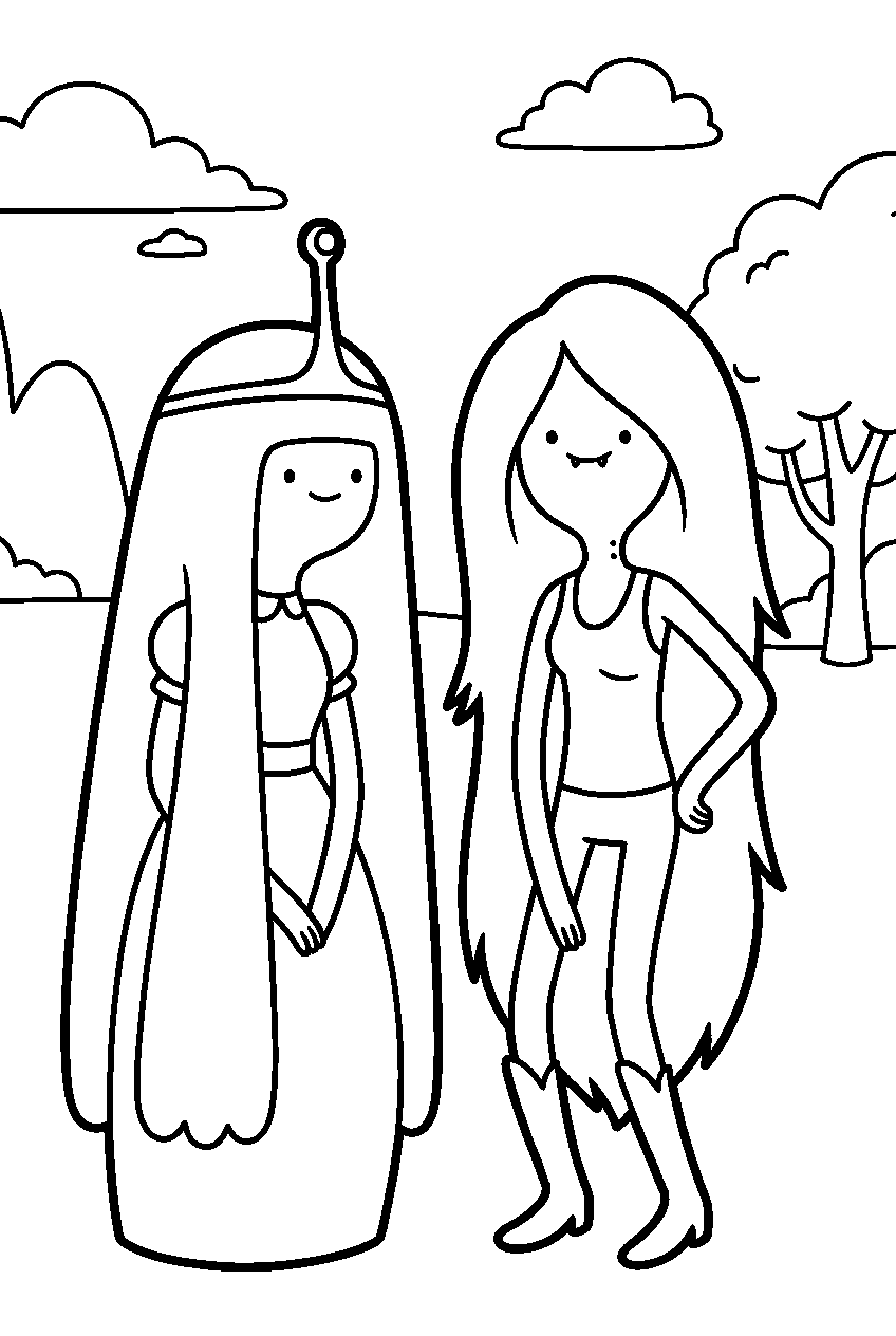 adventure time princess bubblegum and marceline line art