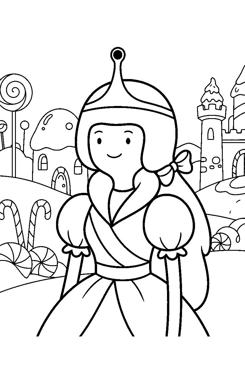 adventure time princess bubblegum in candy kingdom line art