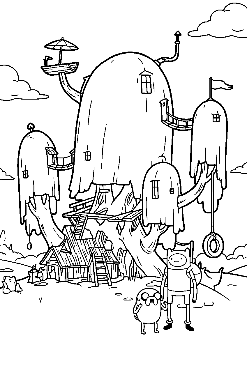 adventure time treehouse line art