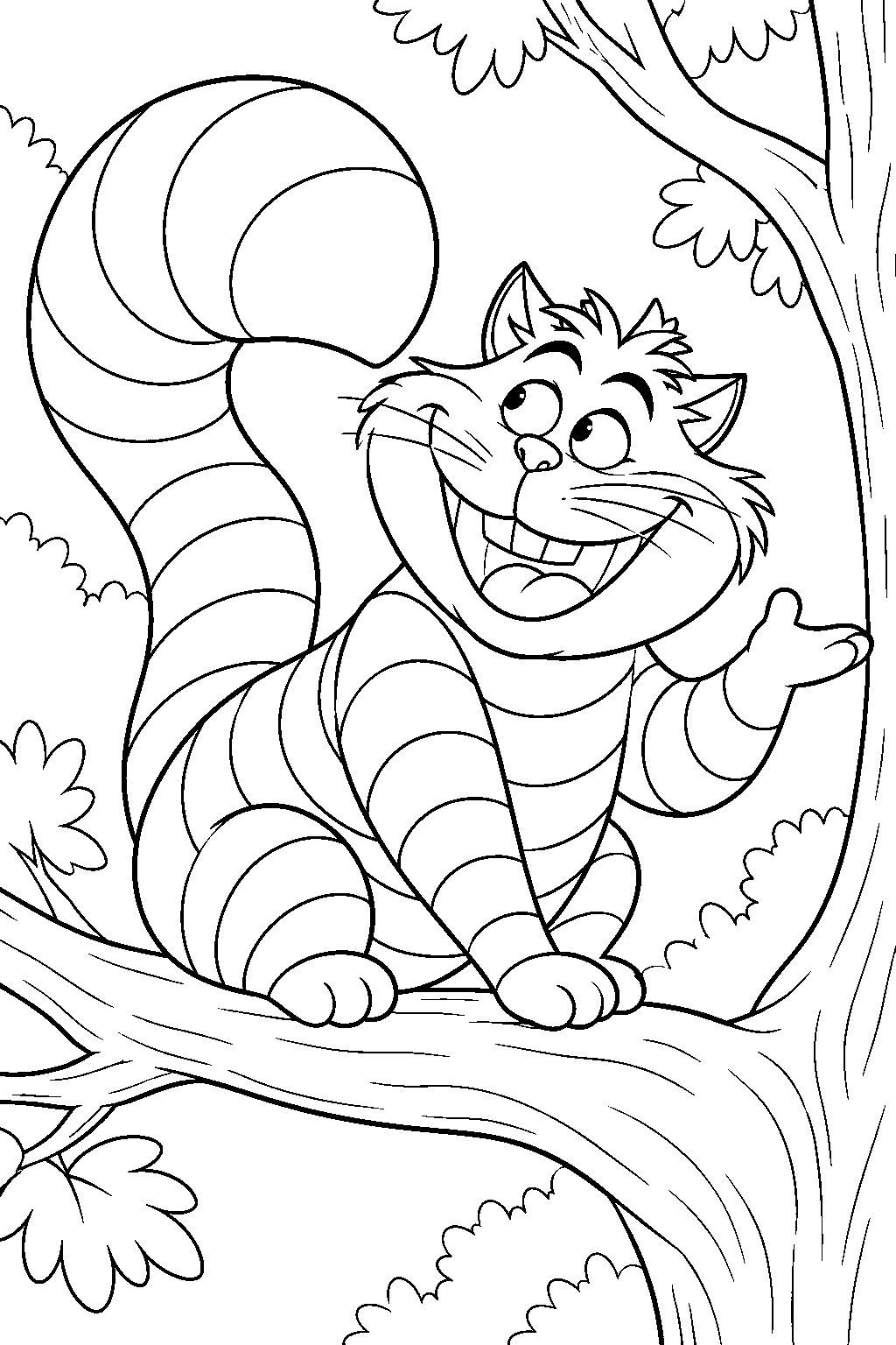 Recling Rabbit Free Printable Cheshire Cat Sitting with His Striped Tail Curled Around ...