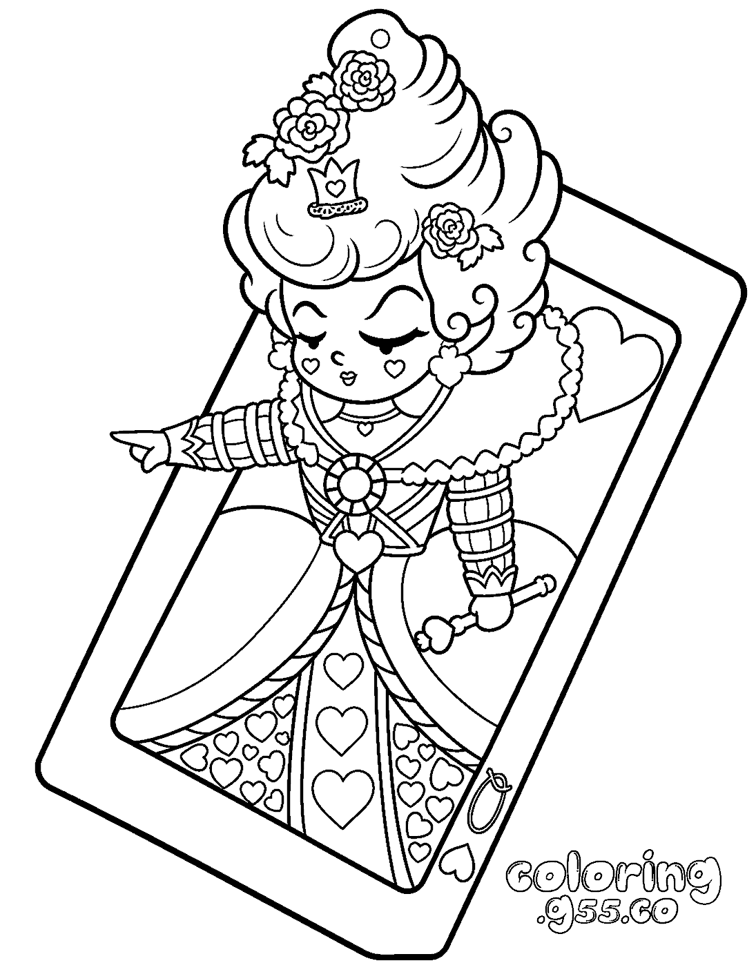 chibi queen of hearts alice in wonderland line arts for kids cute aesthetic royal card sheet pdf