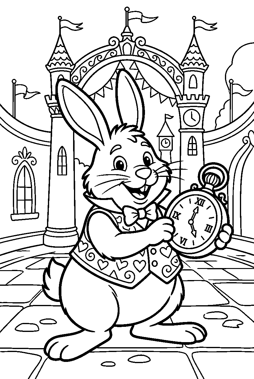 alice in wonderland white rabbit in wonderland palace line art