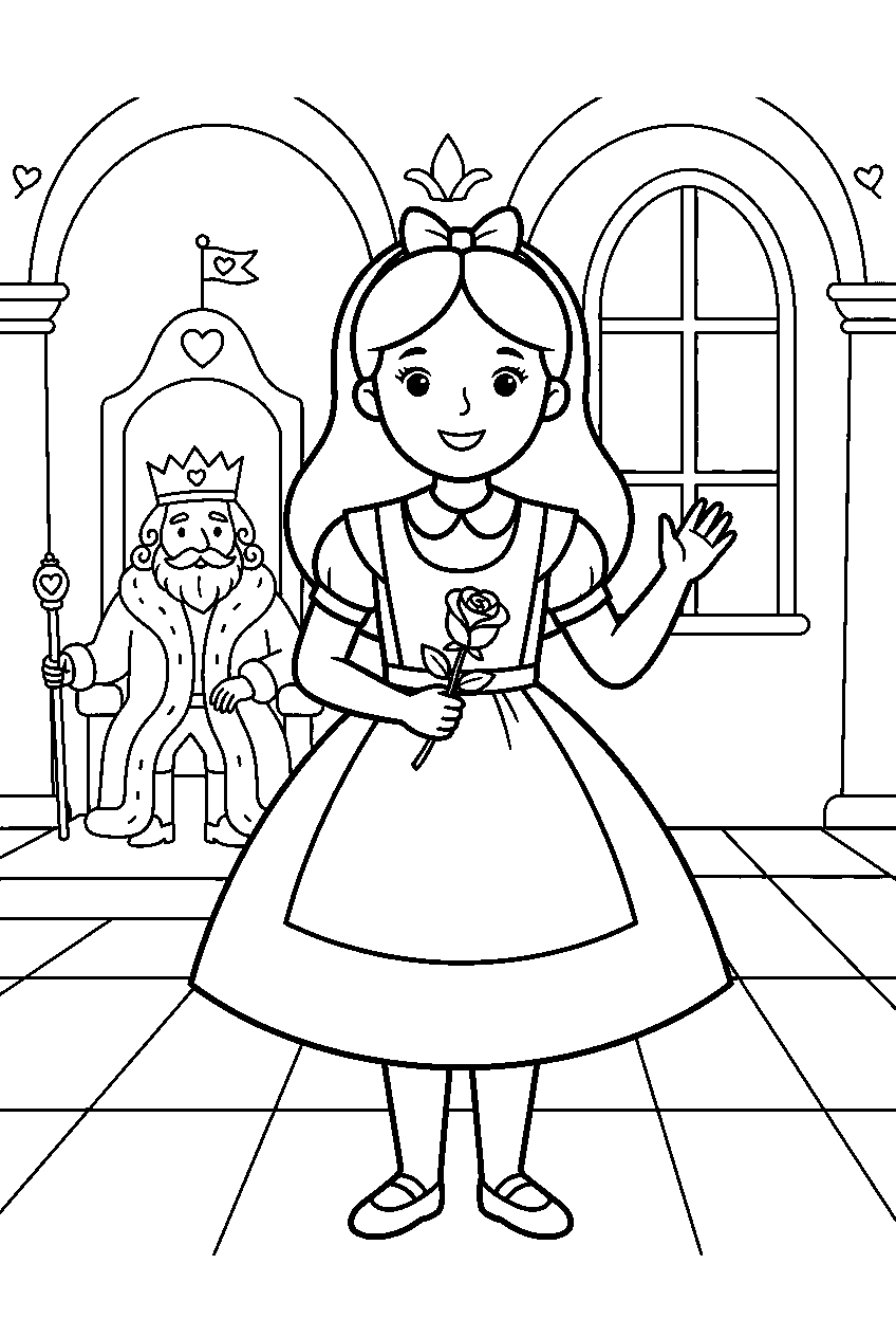 alice in wonderland in king s court line art
