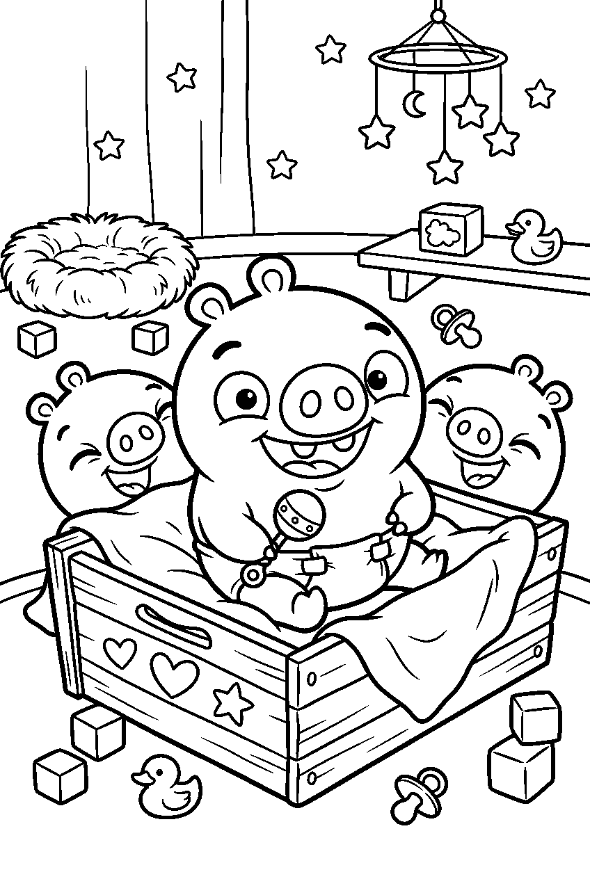 angry birds bad piggies in hatchling nursery line art