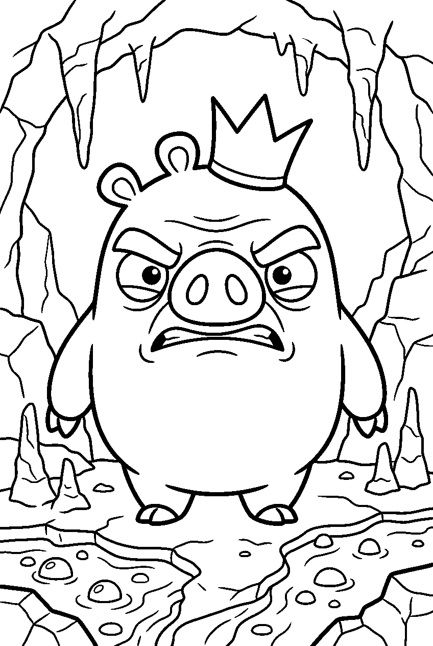 angry birds bad piggies in lava cave line art