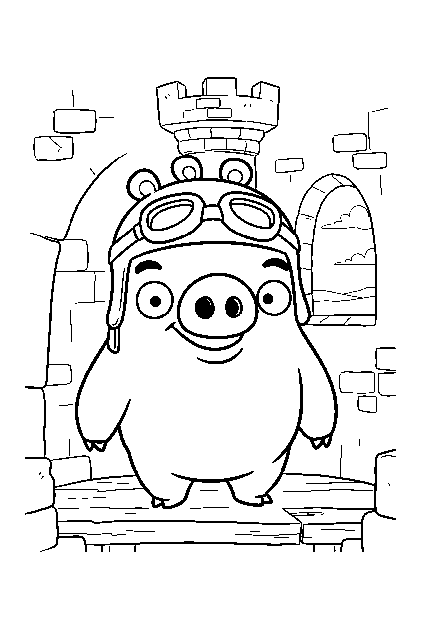 angry birds bad piggies in stone tower area line art