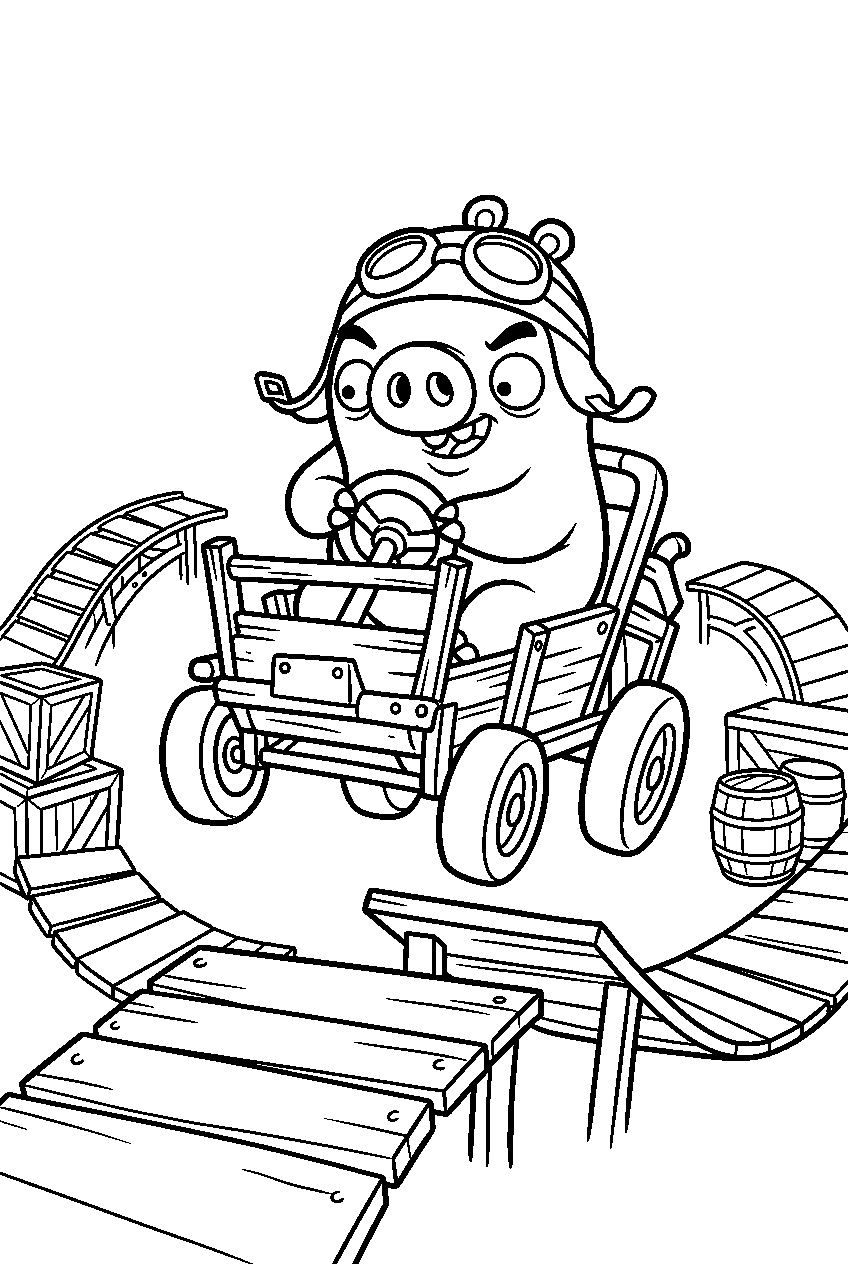 angry birds bad piggies in stunt track line art