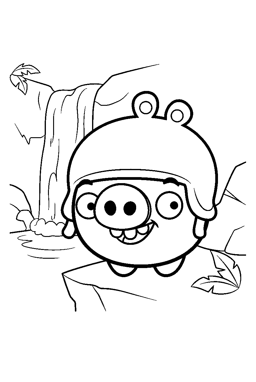angry birds bad piggies near waterfall line art
