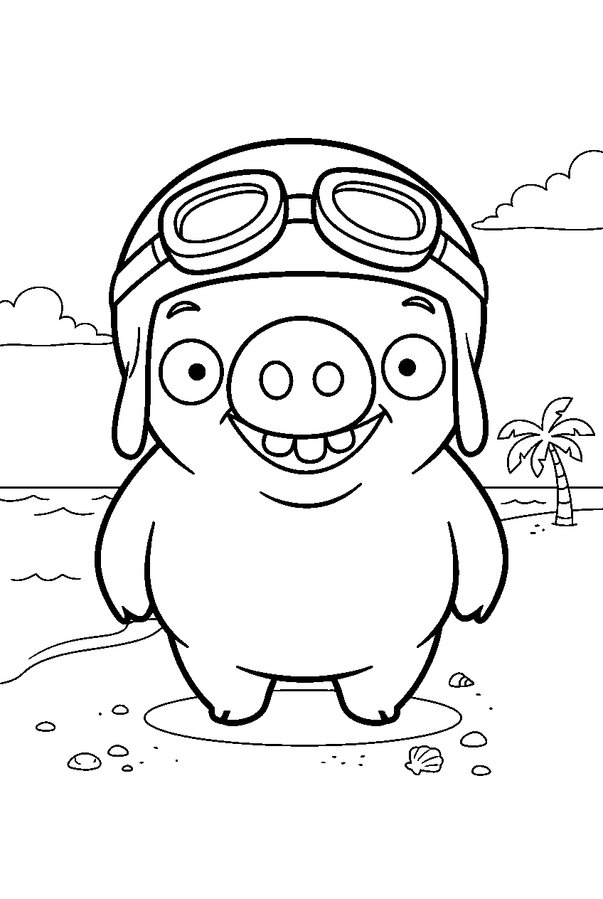 angry birds bad piggies on sandy beach line art