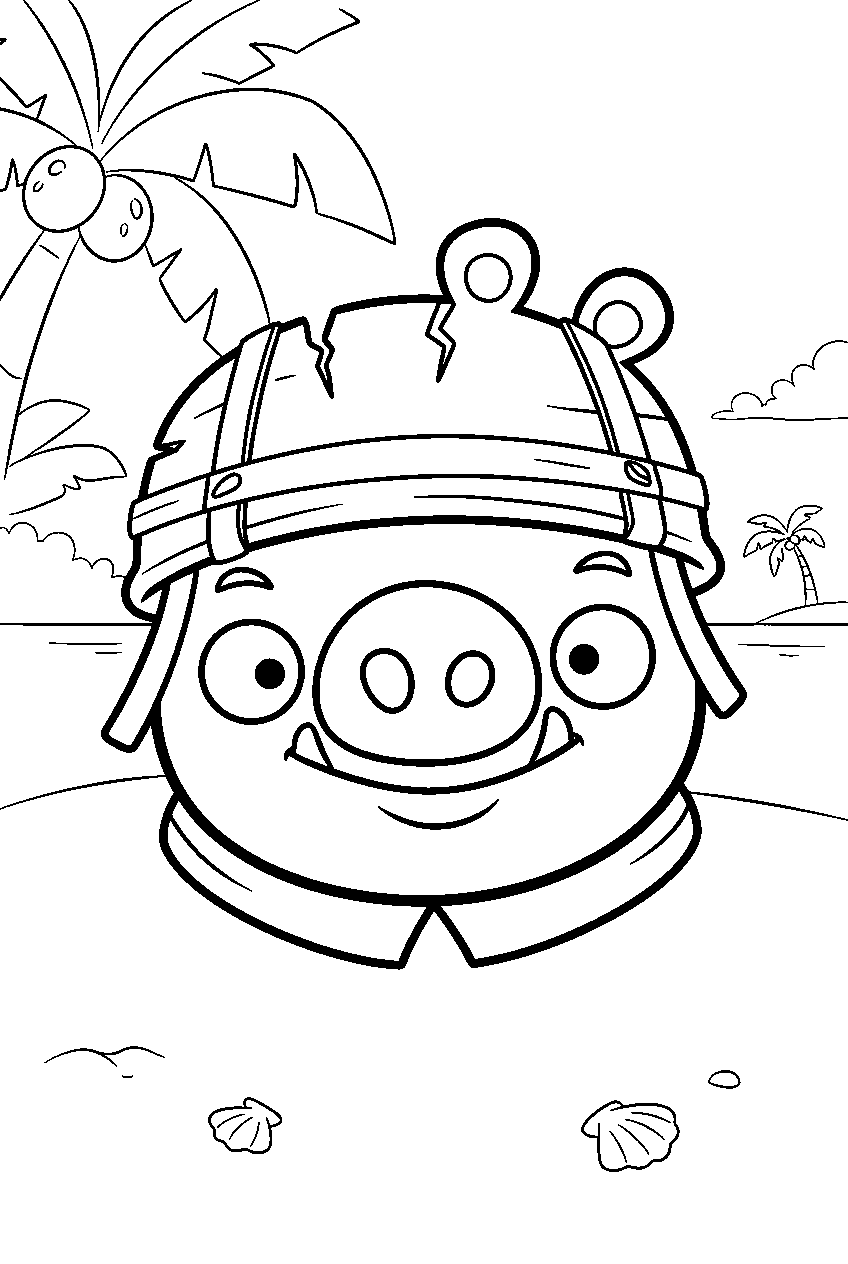angry birds bad piggies on tropical island line art