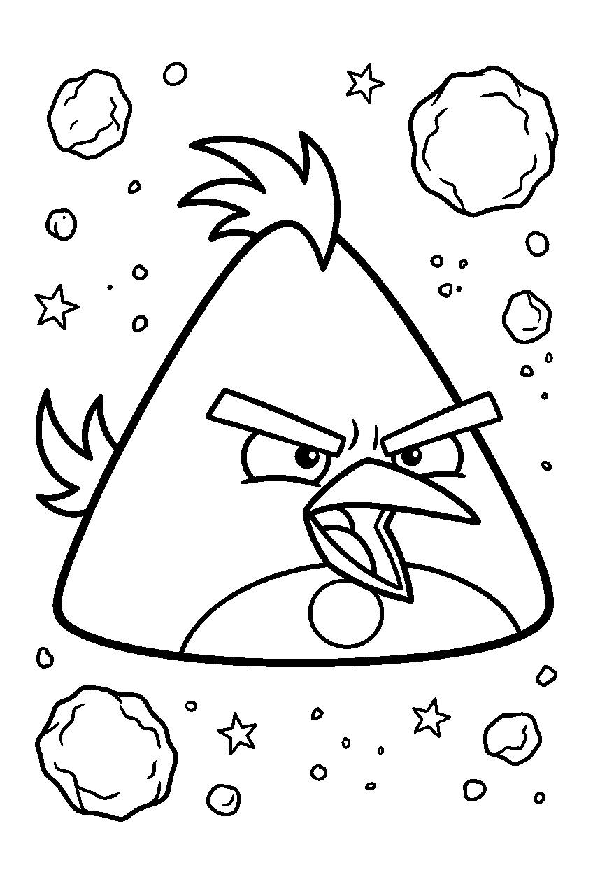 angry birds chuck in asteroid field line art