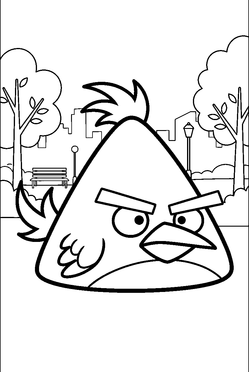 angry birds chuck in city park line art