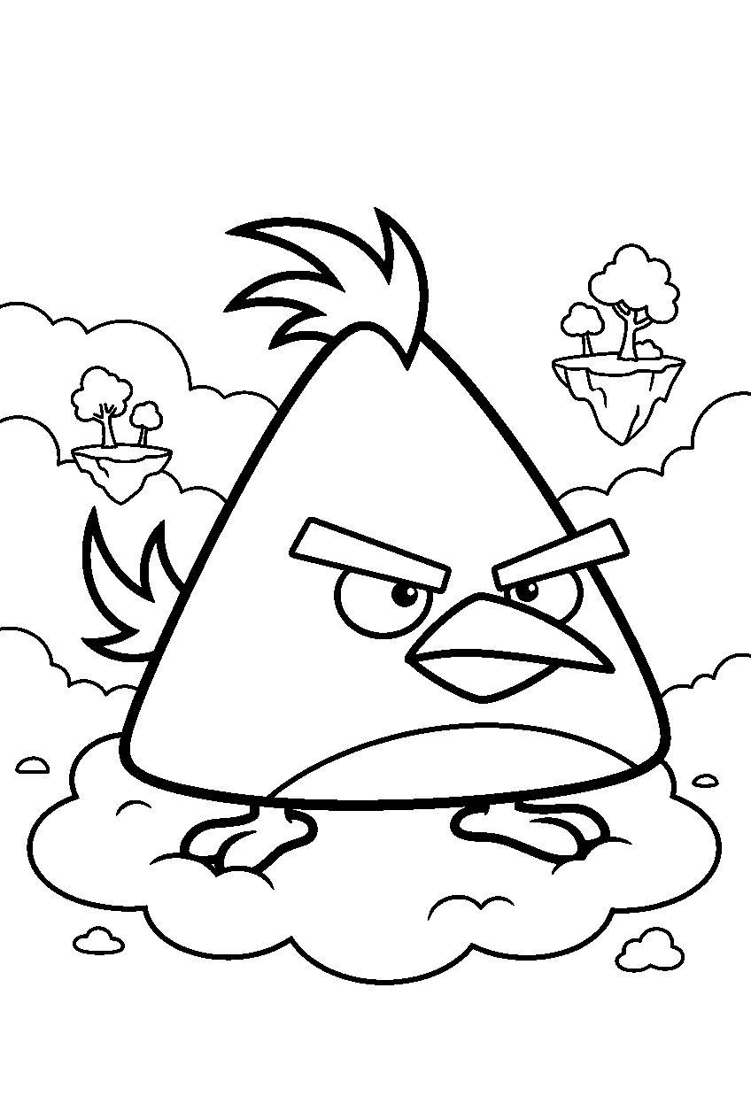 angry birds chuck in cloud island line art