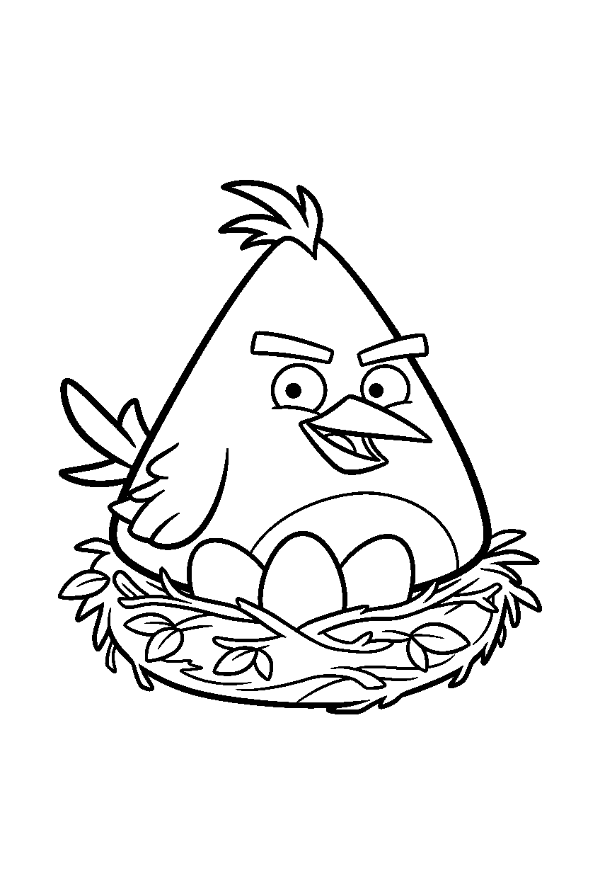 angry birds chuck in egg nest area line art