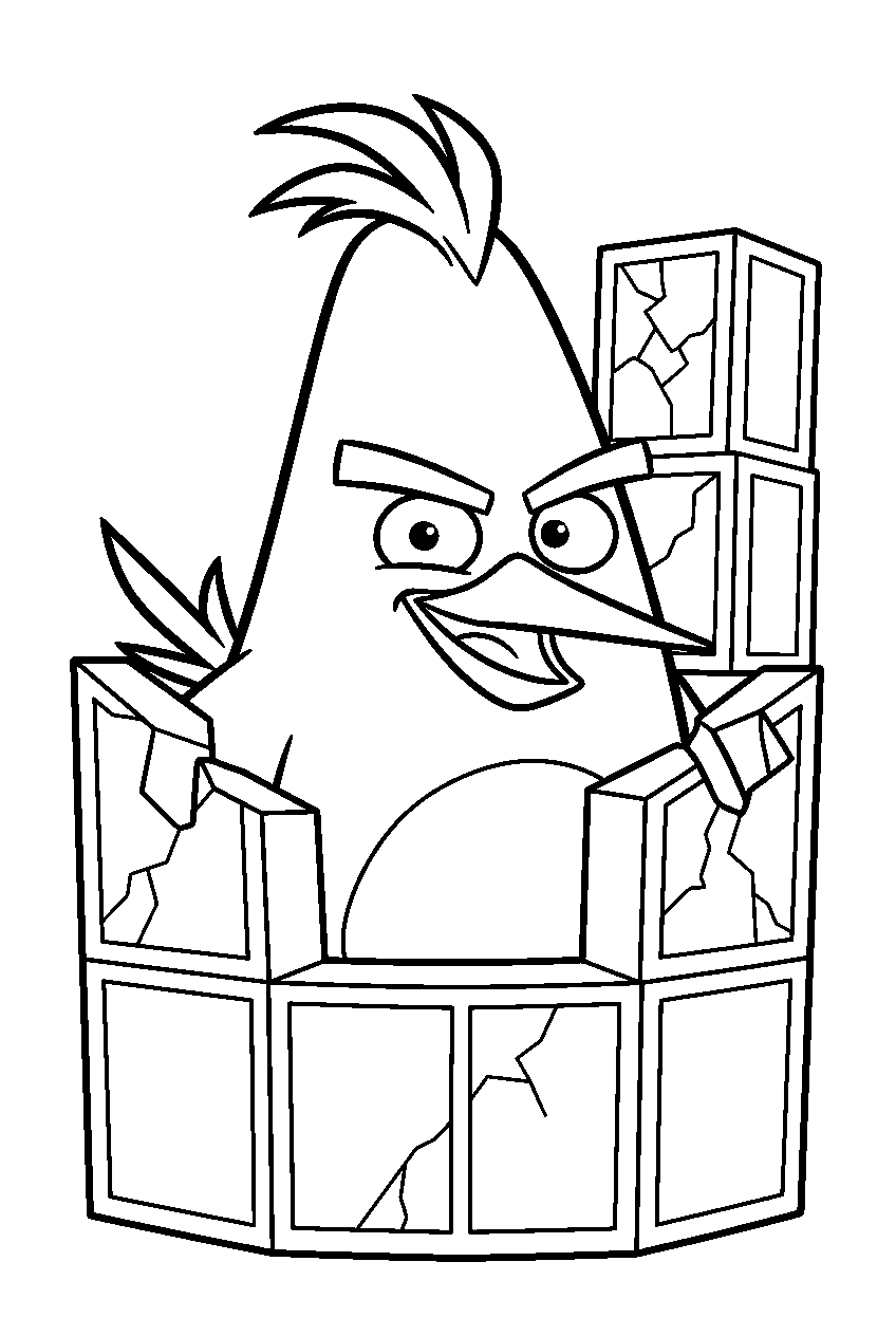 angry birds chuck in glass tower area line art