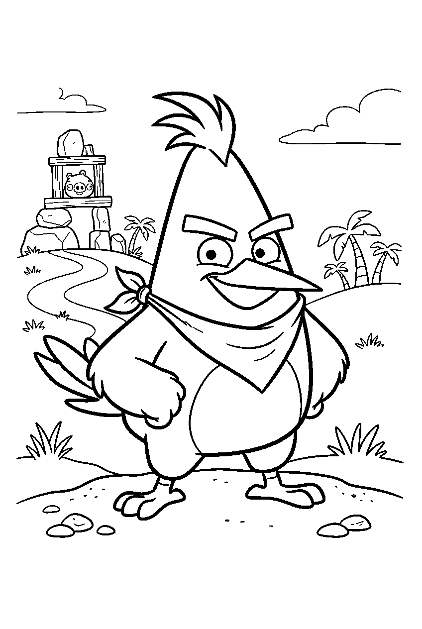 angry birds chuck on piggy island line art