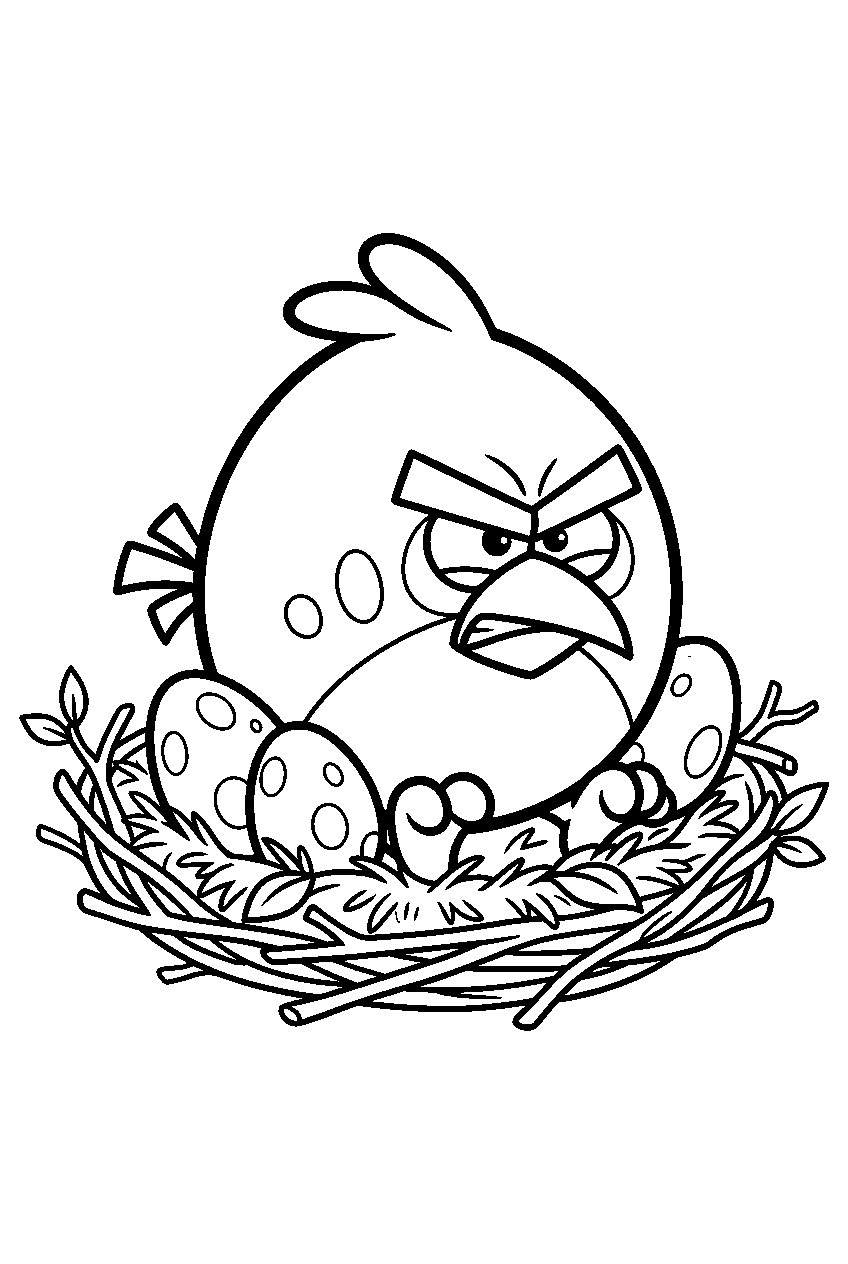 angry birds red in egg nest area line art